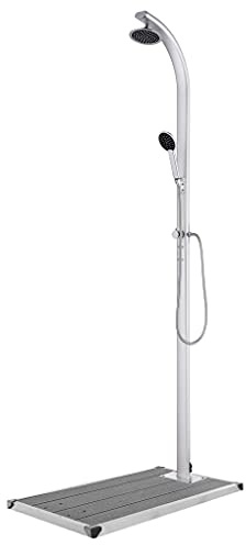 vidaXL Gartendusche mit Grauer Bodenplatte 220 cm Aluminium