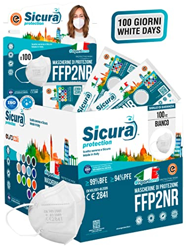 100 Mascherine FFP2 Certificate CE Made in Italy SICURA Protection BFE ≥99% Mascherina ffp2 vera Marcatura EFFETTO PULITO sigillata. EN 149:2001+A1:2009
