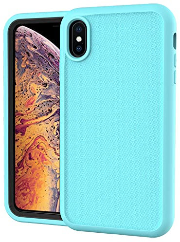 ZCDAYE 3-Layer Protective Case for iPhone XS Max,iPhone XS Max 3-in-1 Rugged Shockproof Heavy Duty Cover Hard PC+Soft Silicone Bumper Case for iPhone XS Max-Cyan