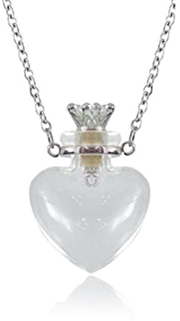 Nobrand COLORFULBLING1PC Clear Heart Vial Perfume Bottle Necklaces Stainless Steel Chain Make a Wish blood vial necklace Women Jewelry