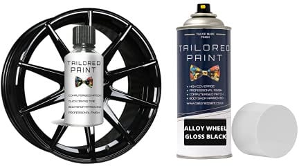 Car Alloy Wheel Aerosol & Touch Up Paint Pen Black Paint Scratch Curb Repair Kit (Gloss Finish)