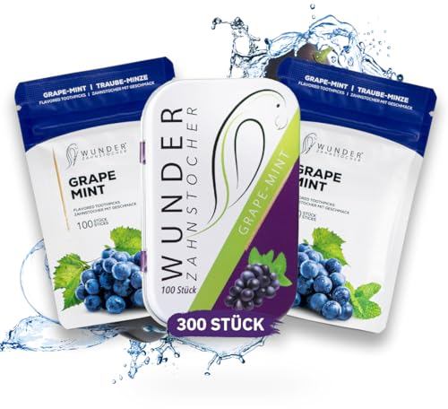 Wunder Zahnstocher - Zahnstocher mit Geschmack 3er Set - Plastikfreies Kaugummi - hilft gegen Mundgeruch - frischer Atem mit Aromatisierte Zahnstocher - Zuckerfrei, Vegan
