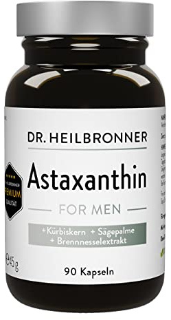 Dr. Heilbronner Astaxanthin FOR MEN Kapseln in der Glasflasche mit Sägepalmenextrakt Brennnesselextrakt und Kürbiskernextrakt I Nahrungsergänzung für Männer I vegan glutenfrei und lactosefrei