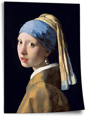 Printistico Poster Jan Vermeer - Mädchen mit dem Perlenohrring (1665) Kunstdruck ohne Rahmen, Wandbild - A4, A3, A2, A1, A0, XXL - Wohnzimmer, Schlafzimmer, Küche, Deko