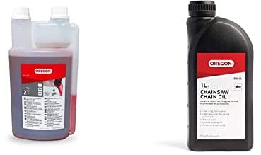 Oregon Semi Synthetic 2-Stroke Engine Oil, 2T (Twin Neck 1 Litre Bottle) & Chainsaw Chain and Guide Bar Oil, 1 Litre Bottle (90844)