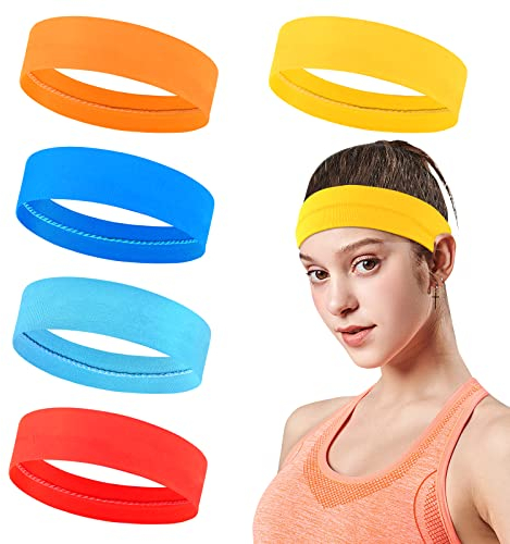 5 Stück Sport Stirnbänder,Elastische Yoga Stirnband rutschfeste Kopfbänder Elastische Haarbänder Sportliche Stirnband Schweißband,Bunte Schweißbänder Haarband,für Jogging Yoga Radfahren Fitness(A)