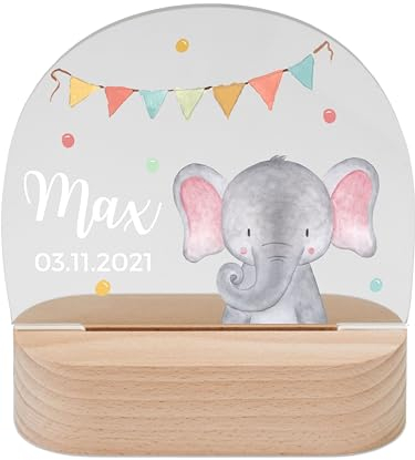 wunderwunsch - Personalisiertes Nachtlicht für Babys - Individuelle Nachttischlampe für Kinder - Personalisierte Geschenke Kinder - Babygeschenk - Geschenk zur Geburt