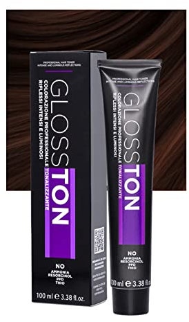 Glosston, Coloración Profesional Tonalizante Efecto Iluminador, Tinte 0.42 Castaño, Apto para Cabello Natural y Teñido, Con Aceite de Argán, Sin Amoníaco, 100ml