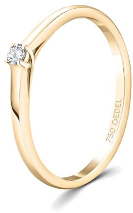EDELIND 750 Gelbgold Verlobungsring Damen - Diamant 0.05-1ct, GIA ab 0.3ct | Diamantring für Damen aus 18 Karat Echtgold - Verlobungsring mit natürlichem Solitär-Diamanten; ab 0,3 ct mit GIA-Zertifikat