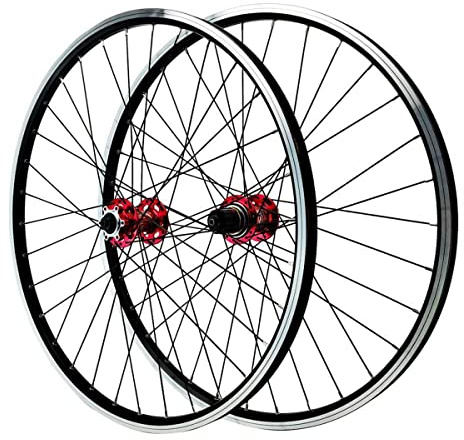 Mountainbike Laufradsatz 26 Zoll Scheibenbremse Felgenbremse MTB Schnellspanner Laufradsatz Doppelwandige abgedichtete Lagerkassette 7 8 9 10 11 Geschwindigkeit 32 Speichen 6 Sperrklinken ( Color : Re