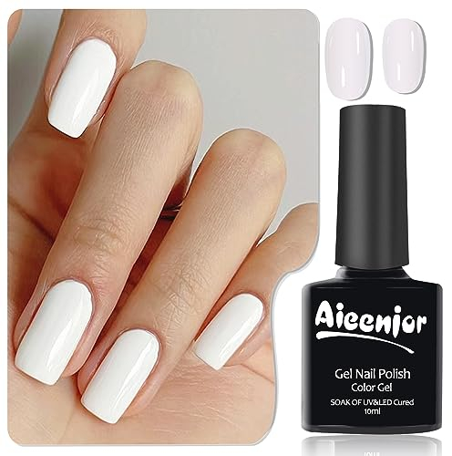 Aieenjor UV Nagellack Weiß, Schellack Nagellack Weiß, Manicure Gellack, DIY Gel Maniküre Design, White Gel Nail Polish 10ML