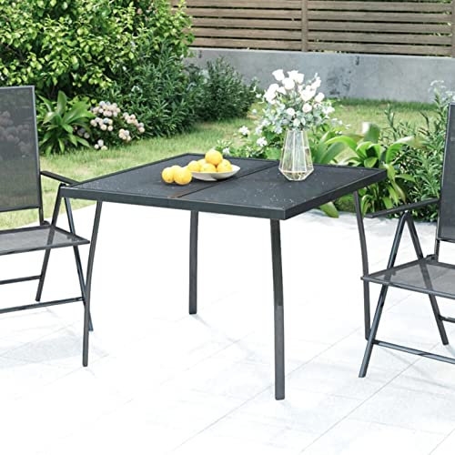 ZEYUAN Gartentisch, Tisch Garten, Balkontisch, Mehrzwecktisch, Buffettisch, Biertisch, Bierzelttisch, Flohmarkttisch, Anthrazit 100x100x72 cm Stahlgitter