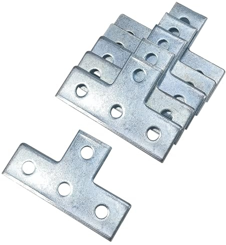 ASTAMOTOR 4 Hole T Shaped Connector Flat Plate Fitting Bracket Brace Fit for 1/2 Bolt in 1-5/8 Strut Channel, 6 Pack
