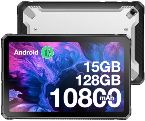 DOOGEE R10 Tablet Rugerizada 2023, Android 13 Rugged Tablet, 10.36 Pulgadas 2K FHD+/Helio G99 Octa Core/15GB+128GB(TF 2TB)/10800mAh/20MP+16MP/Carga Rápida/Dual SIM 4G/WiFi/GPS/IP68/IP69K, Plateado
