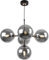 Light-Home Imperia Hängelampe - Deckenlampe für Wohnzimmer Schlafzimmer und Esszimmer- Pendelleuchte aus Metall und Glas - E14-5-Flammig - Schwarz Gold Basis und Dunkelgrau