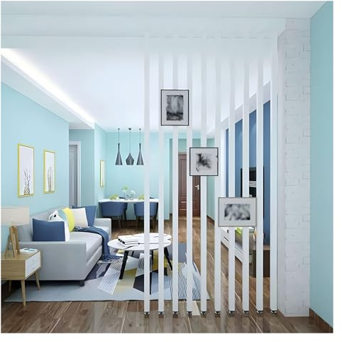 Raumteiler Trennwand, Paravent Raumtrenner 10er-Packung mit raumtrennenden Holzpfosten, 8 7 6 5 4 3 2 Fuß Trennwand, Sichtschutz, quadratische Säulen, Raumteilerwand, en