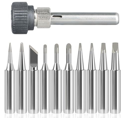 10 Pezzi Punte Saldatore Stagno, Ricambi Saldatore a Stagno, 900m Punte Per Saldatore Senza Piombo, Con Manicotto di Saldatura, Adatto per Maniglie di Stazioni di Saldatura Serie 936