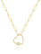 KOOUNUATA 18K Gold Paperclip Chain Necklace Fashion Open Love Heart Pendant Necklace with Micro-pave Cubic Zirconia Screw Lock Carabiner Lock Neck Jewelry for Women