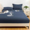 Musihy Spannbetttücher Boxspringbett 200 x 220cm + 30cm Einfarbig Bettzeug Spannbettlaken Matratzenschoner, Atmungsaktiv und komfortabel, Marineblau
