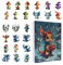 Drachen Adventskalender 2024-2D Acryl Tier Ornamente | Adventskalender Drachen Ornament Anhänger für Weihnachtsbaum