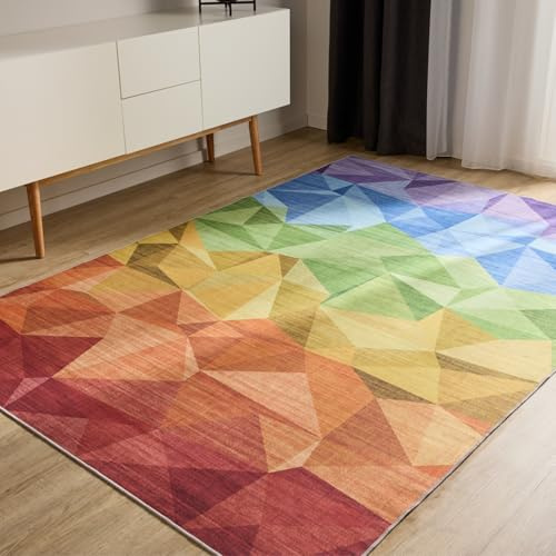 benuta Basic Waschbarer Teppich George - Multicolor 300x400 cm - Kunstfaser - Rechteckig & im Style: Abstrakt - Pflegeleicht für Wohnzimmer Schlafzimmer