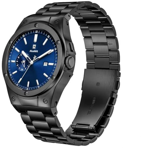 HASLFM Edelstahl Gehäuse mit Band, kompatibel mit Google Pixel Watch 3 45mm, Metall Armband mit schützender Stoßfängerabdeckung für Google Pixel Watch 3 45mm Herren, Schwarz
