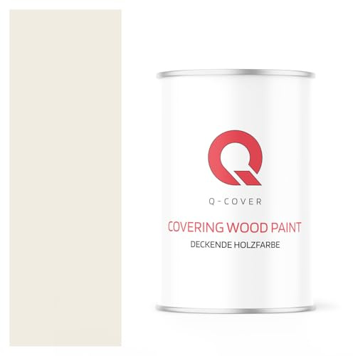 Q-COVER DECKENDE HOLZFARBE 1L HALBMATT Reinweiß RAL 9010 RAL DECKFARBE HOLZLACK DECKLACK WETTERSCHUTZFARBE ALLE HOLZARTE OSB-PLATTEN INNEN AUßEN ca. 80-150 ml / m2