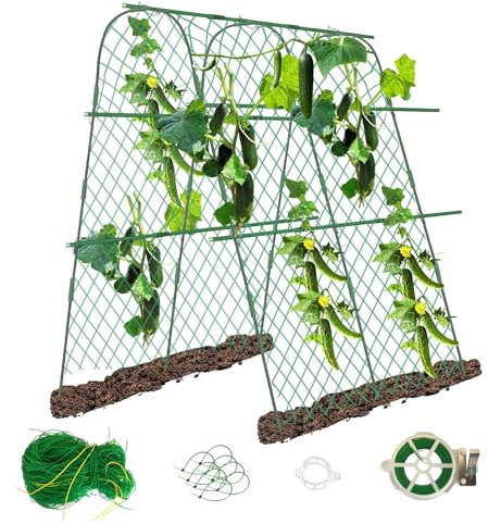 Rankgitter für Tomaten Gurken, Ranknetz für Kletterpflanze, Rankhilfe Metall für Tomaten, Gemüse & Kletterpflanzen,Blumen und Obstpflanzen 160 * 140 * 120cm