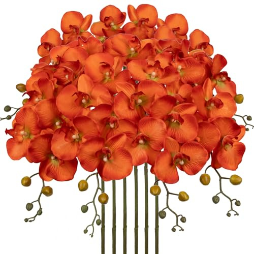 Set di 6 piante artificiali, orchidee artificiali, rami di orchidee, phalaenopsis, orchidea, fiori di seta, per piante d'appartamento, feste, ufficio, terrazzo, decorazione per la casa, lunghezza 81