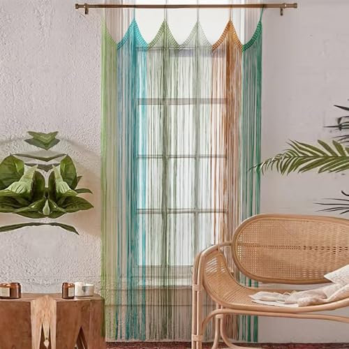 Macrame Curtain Macrame Boho Doorway Window Curtains for Wall Door Divider Windows Door Wedding Background(Colorful)