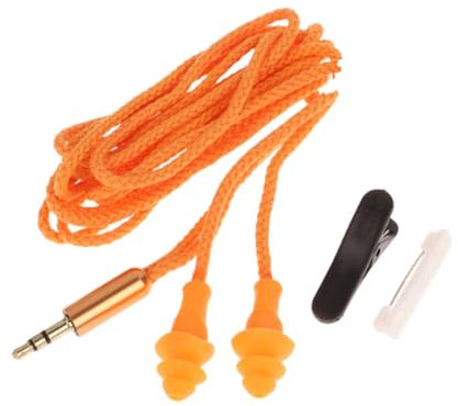 perfk Ear Plug Headphones Work Earbuds Hearing Protection with Clear Sound Earplugs 3.5mm Earphones for Sports Studying Concert, Yellow 70cm