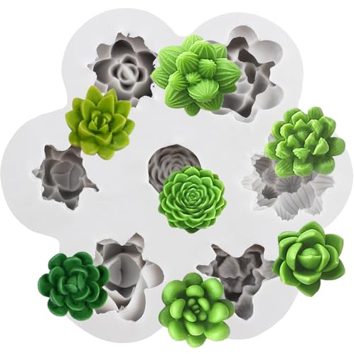 MINFEIDMS Succulent Fondant Candy Moulds Succulent Plants Silicone Mould | Cake Decoration Cupcake Topper Chocolate Sugar Craft Gum Paste Polymer Clay