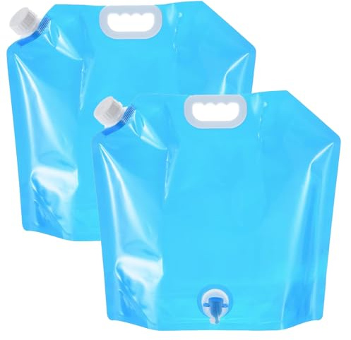 2 PCS Water Container with Tap, 5l Water Container, Camping Water Containers, Collapsible Water Container with Tap Reusable for Outdoor Folding Water Bag for Sport, Hiking, Camping, Picnic(Blue)