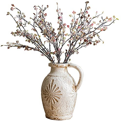 LYLXSF Floor Vase Rural Retro White Porcelain Ceramic Vase Pastoral Art Crock Pot Rough Pottery Decoration Ancient Pottery Pot Vases for Centerpieces