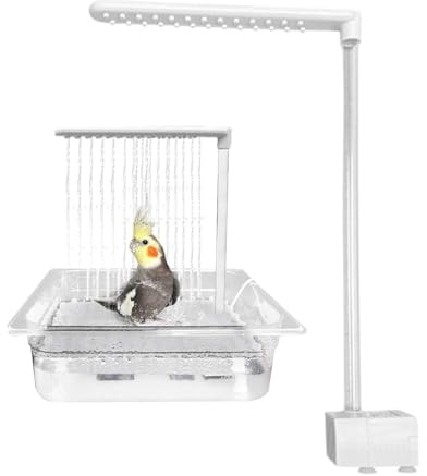 Baignoire de douche pour oiseaux | Pommeau de douche en forme de fontaine avec eau courante | Accessoires de bain automatiques pour perruches, jouet de piscine pour inséparables, calopsittes