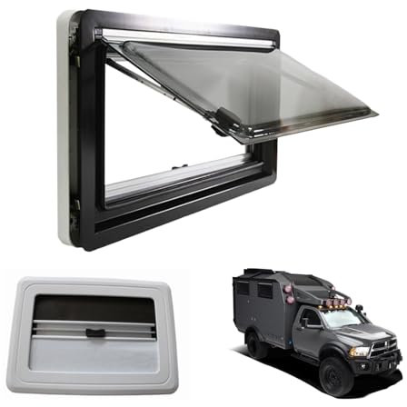 VOLDAX Finestra per Camper Camper A 70° con Tenda A Rullo Integrata e Zanzariera RV Finestra Esterna, per Roulotte, Furgoni E Camper(60 * 60cm/23.6 * 23.6in)
