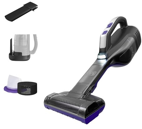 BLACK+DECKER dustbuster Reveal Pet Hair Vacuum, Hand Held Vacuum Cordless Portable for Home and Car, Rechargeable, LED Light, Powerful Suction, Includes Pet Brush and Crevice Tool (HLVD320BP07)