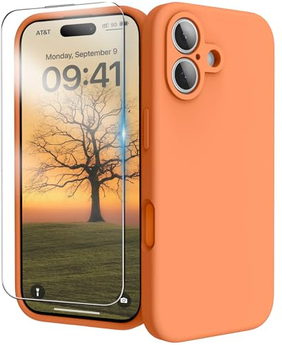 INGIDO für iPhone 17 Silikon Hülle mit Schutzfolie - Orange