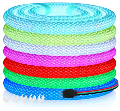 24V RGB 3535 Neon Streifen, 360° Rund IP67 Wasserdicht 4pin LED Strip für Wohnzimmer Schlafzimmer Party Wand Deko Innebereich Außen. (Stromversorgung nicht enthalten)