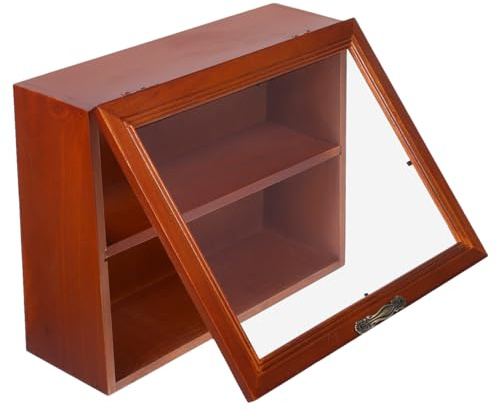 Holz Displayhalter Kleine Tischvitrine für Figuren und Sammlungen Braun | Vitrine Holz, Acryl Front, Einfache Struktur, Vintage Stil, zum Ausstellen und Aufbewahren