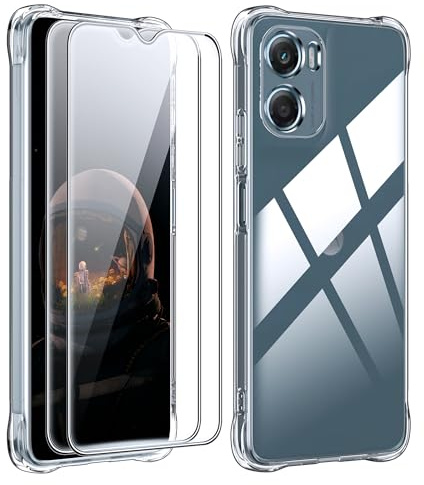 zZjoOoj Handyhülle hülle für Motorola Moto G06 / Moto G06 Power Hülle + 2 Hartglas-Displayschutz, Schutzhülle aus Transparentem TPU-Silikon, Bumper mit verstärkten Ecken (Transparent)