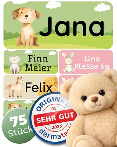 200+ Designs: Einhorn bis Monstertruck [MADE IN GERMANY] Namensaufkleber | Kinder Kleidung - Dermatologisch getestete Namensaufkleber Schule - 100% aus Deutschland Namensetiketten Schule