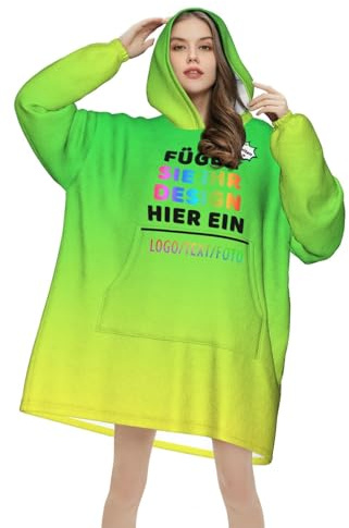 Personalisierte Hoodie Decke Herren Selbst Gestalten Kuschelpullover mit Text Logo Foto Personalisiert Kuschel Hoodie mit Bild Namen Weihnachten Halloween Valentinstag Geschenke für Frauen Teenager