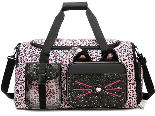 HTgroce Bolsa de Ballet Niña con Diseño de Gato – Mochila de Danza con Compartimento para Zapatos – Bolsa de Piscina Impermeable para Natación y Gimnasia Rítmica – Maleta Deporte Infantil