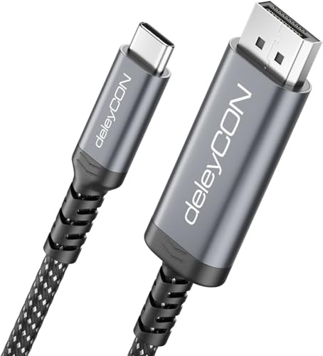 deleyCON 1,5m USB-C vers DisplayPort Câble (4K@60Hz, 2K@165Hz) - pour Moniteurs DisplayPort - MST, Thunderbolt 3/4, pour iPhone 17,16,15, Notebook, MacBook, iPad Pro/Air, Galaxy S26 S25 S24
