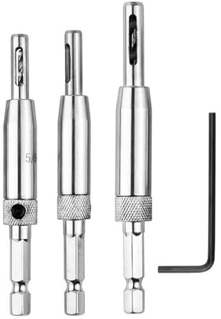 Verazquy Self Centering Drill Bit Set 3 Pcs, Quick Release Drill Bit Guide with 2.4mm 2.8mm 3.6mm HSS Hex Shank for Cabinet Hinge Door Lock Installation