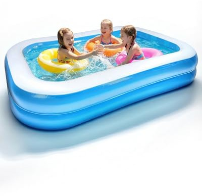 Piscine Gonflable 260 x 155 x 45 cm, Grande Piscine Rectangulaire pour Enfants et Adultes, Piscine Pliable Extérieure pour Jardin, Terrasse et Fêtes d’Été, Bassin Gonflable Intérieur Extérieur 2,6M