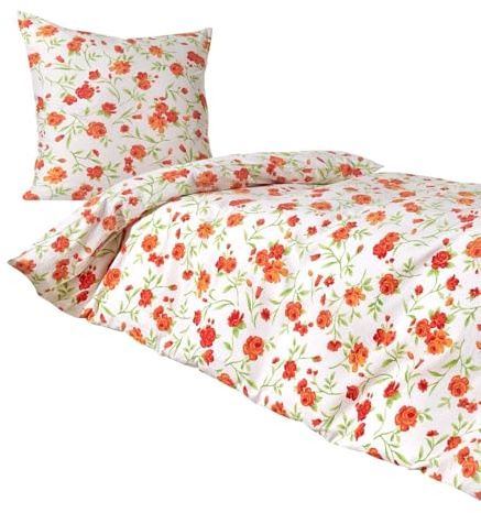 Traumschlaf Seersucker Bettwäsche – Sommerlich leicht & luftig – Bügelfrei & atmungsaktiv – Baumwoll Bettwäsche mit floralem Design – Frisches Schlafgefühl - 135x200 cm + 80x80 cm