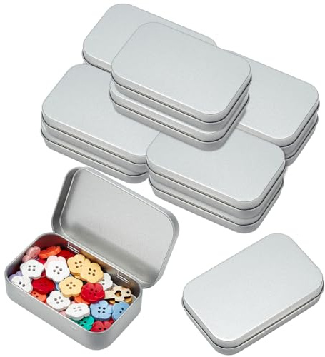 WEBEEDY 12 Pcs Small Metal Box With Lid, Cookie Tins Container Mini Metal Storage Box Empty Hinged Tin for Lens Wipes Storage Container Home Office Sewing Tools,DIY Craft Gift Boxes, Size 9.5x6x2cm
