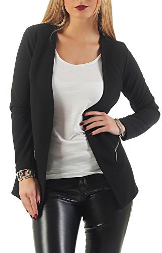 DANAEST Damen lang Blazer mit Taschen (501), Farbe:Schwarz, Blazer 1:42 / XL